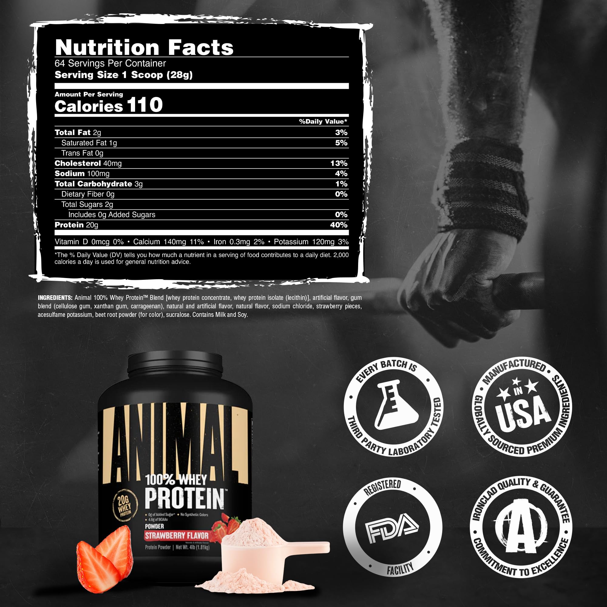 Animal athlete using shake after workout showing convenient protein fuel