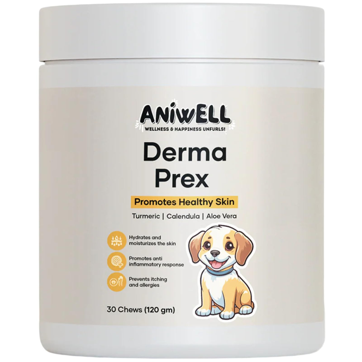 Aniwell front packaging showing DermaPrex benefits and label for quick identification