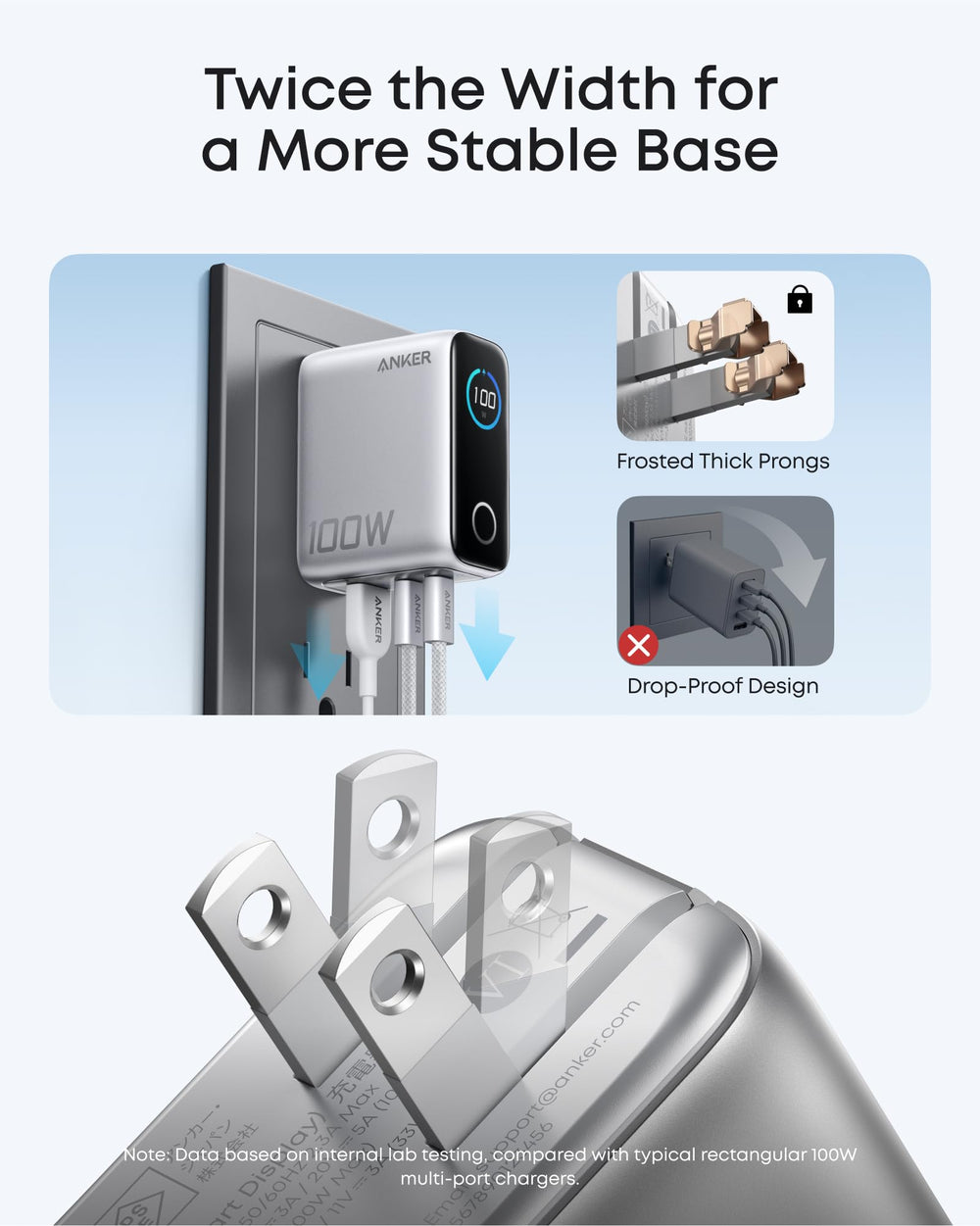 Anker charger with included USB‑C cable for convenient out‑of‑box use
