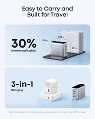 Anker top view of three ports highlighting versatile device charging