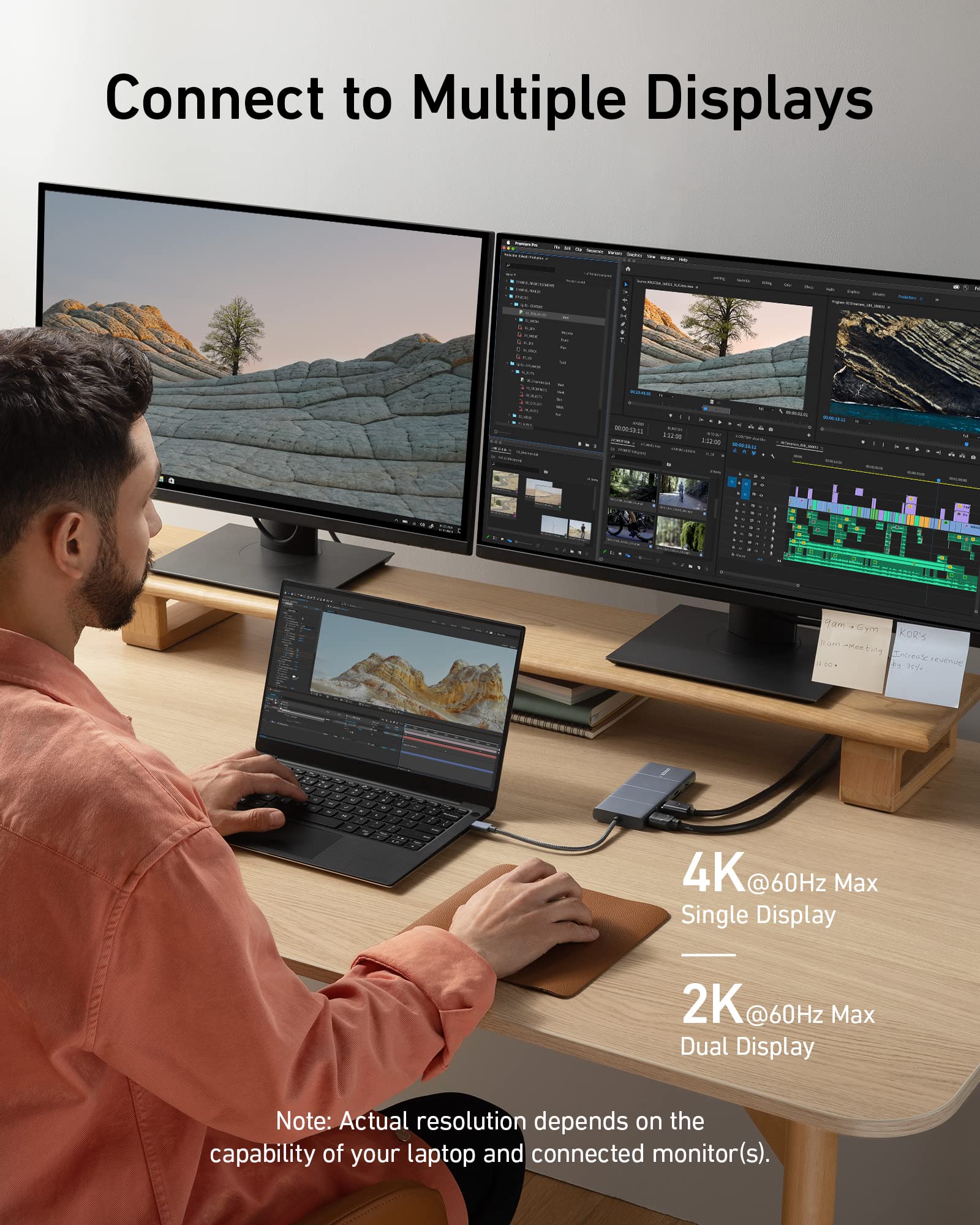 Anker 565 in a workspace setup enabling multi-device connectivity for productivity