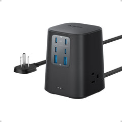 Anker desktop charger front view showing ports and compact design for tidy desk setup