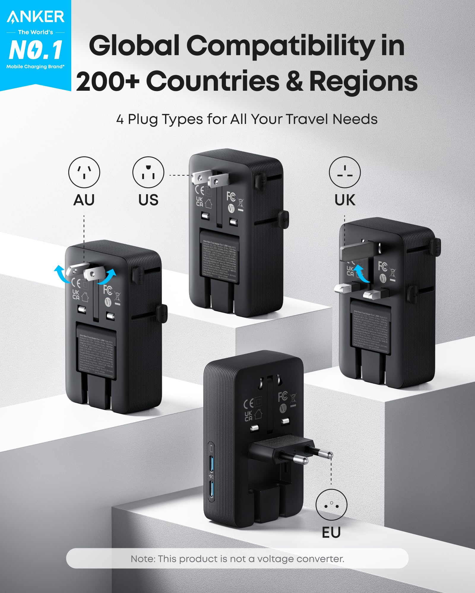 Anker Nano folded profile highlighting retractable prongs and slim design