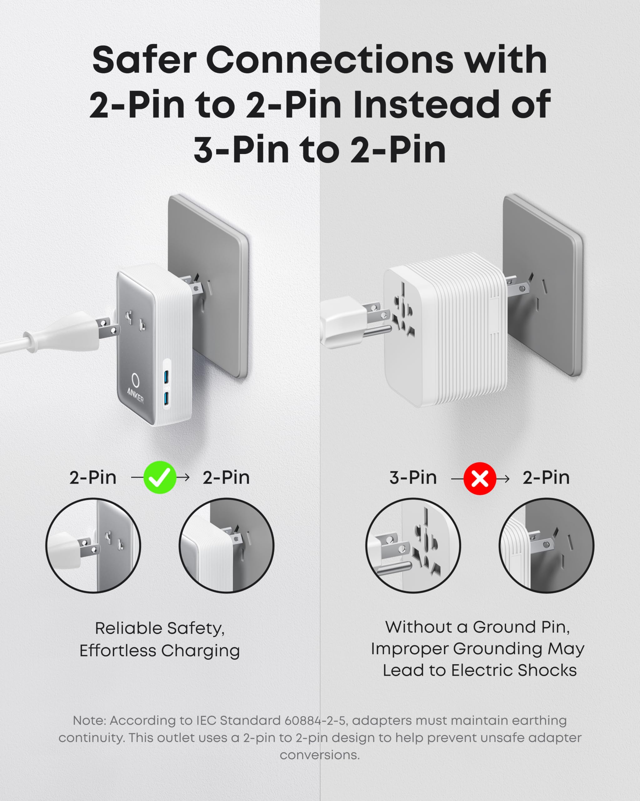 Anker Nano plugged into a hotel outlet powering multiple devices