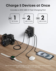 Anker Nano ports closeup showing two USB-C and two USB-A for flexible charging