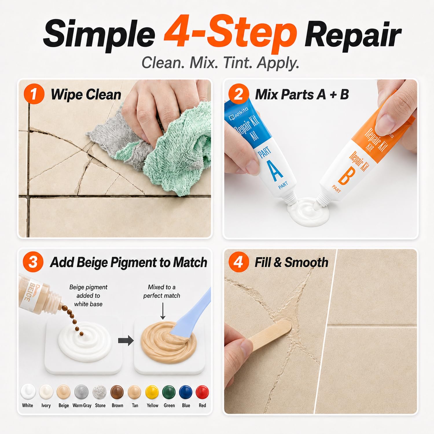 Ankita before and after repair tile comparison showing improved appearance