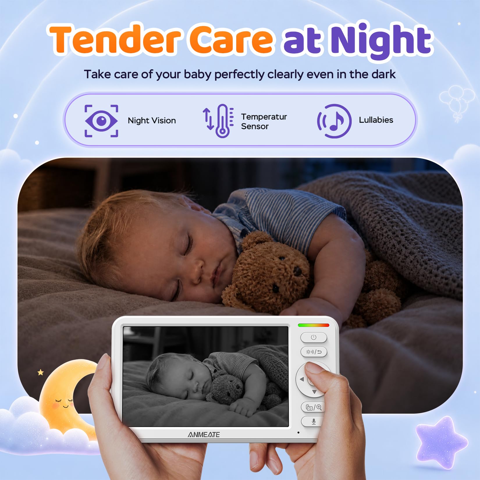 ANMEATE handheld monitor in pocket for portable, private monitoring around the house