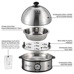 Annie & Mia Design poaching bowl detail showing stainless bowl for poached eggs and easy release