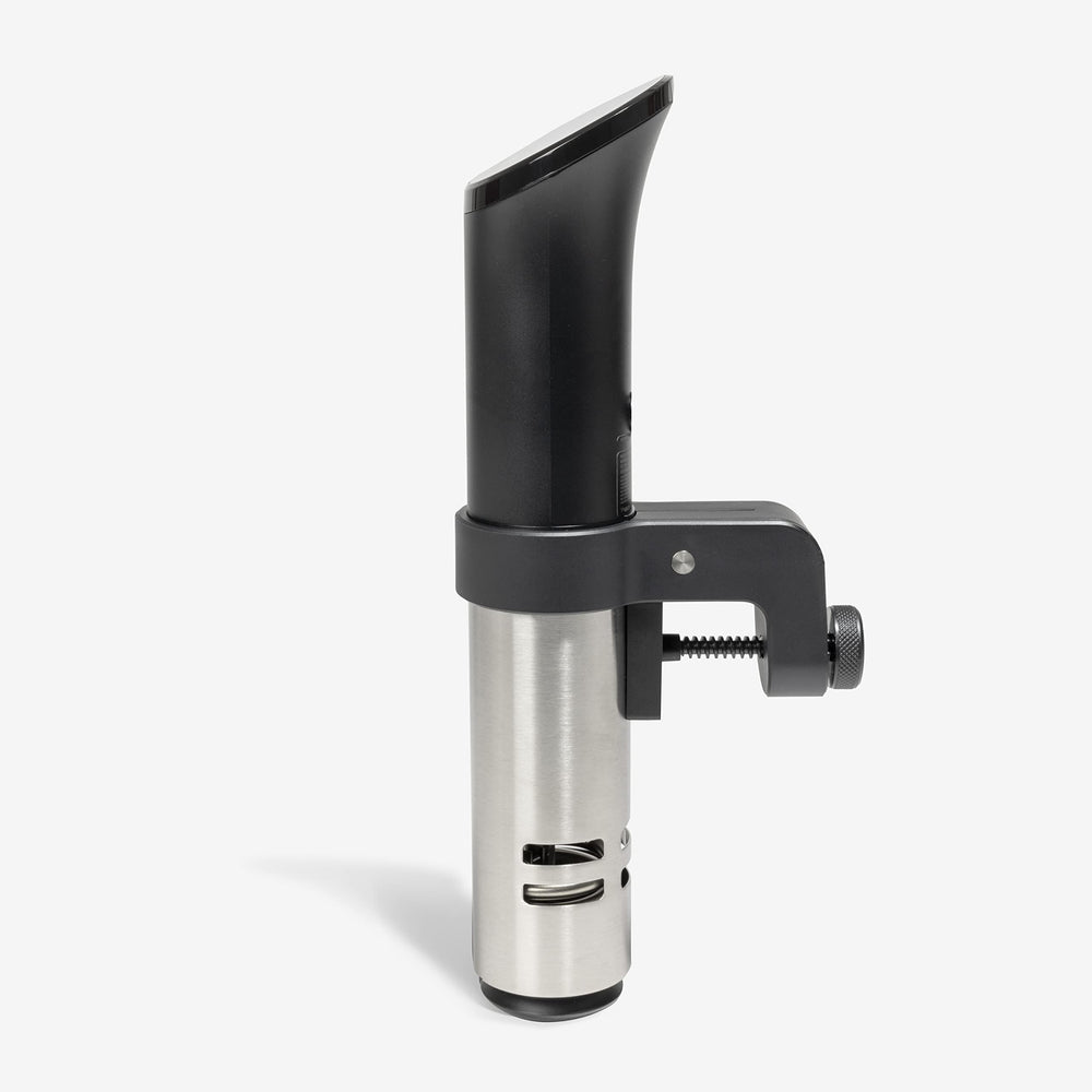 Anova Culinary adjustable clamp mounted on a pot demonstrating secure fit and stability