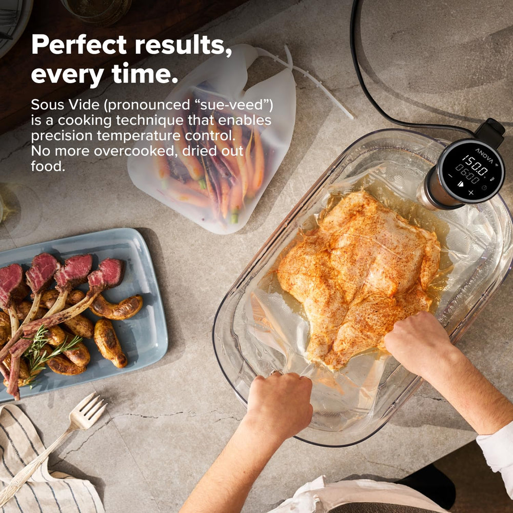 Anova Culinary app on smartphone showing remote control and recipe access for convenience