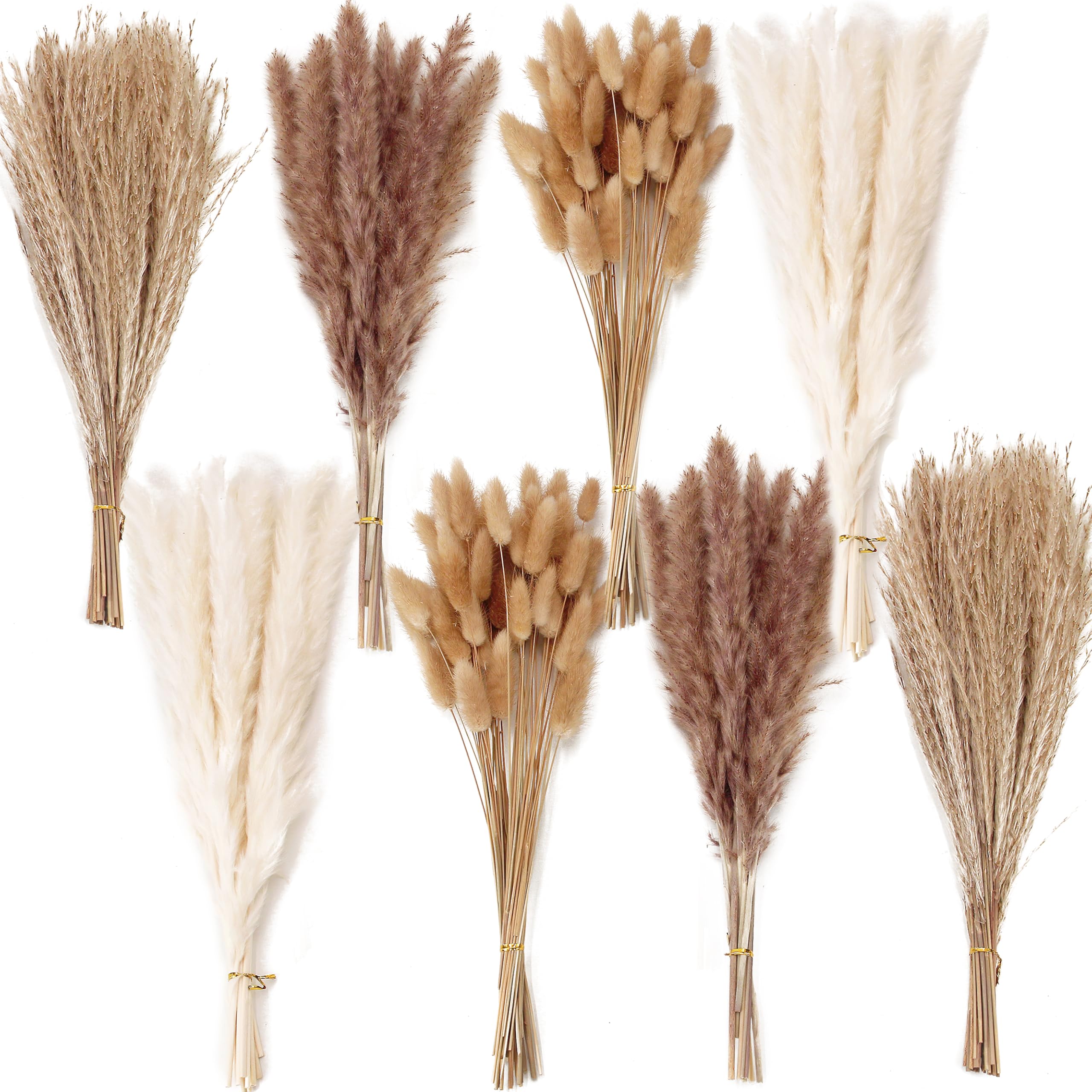 ANPROOR front view of full pampas bouquet showing natural tones and volume benefit