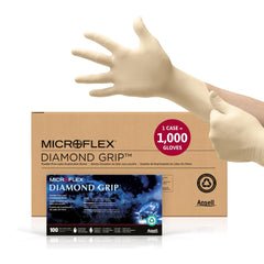Ansell front packaging showing case of 1000 gloves for reliable supply