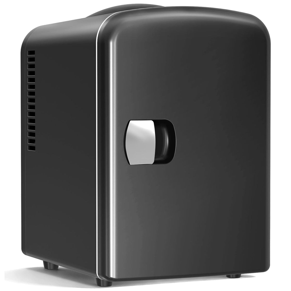 Antarctic Star black mini fridge front view showing compact design and easy access for small spaces