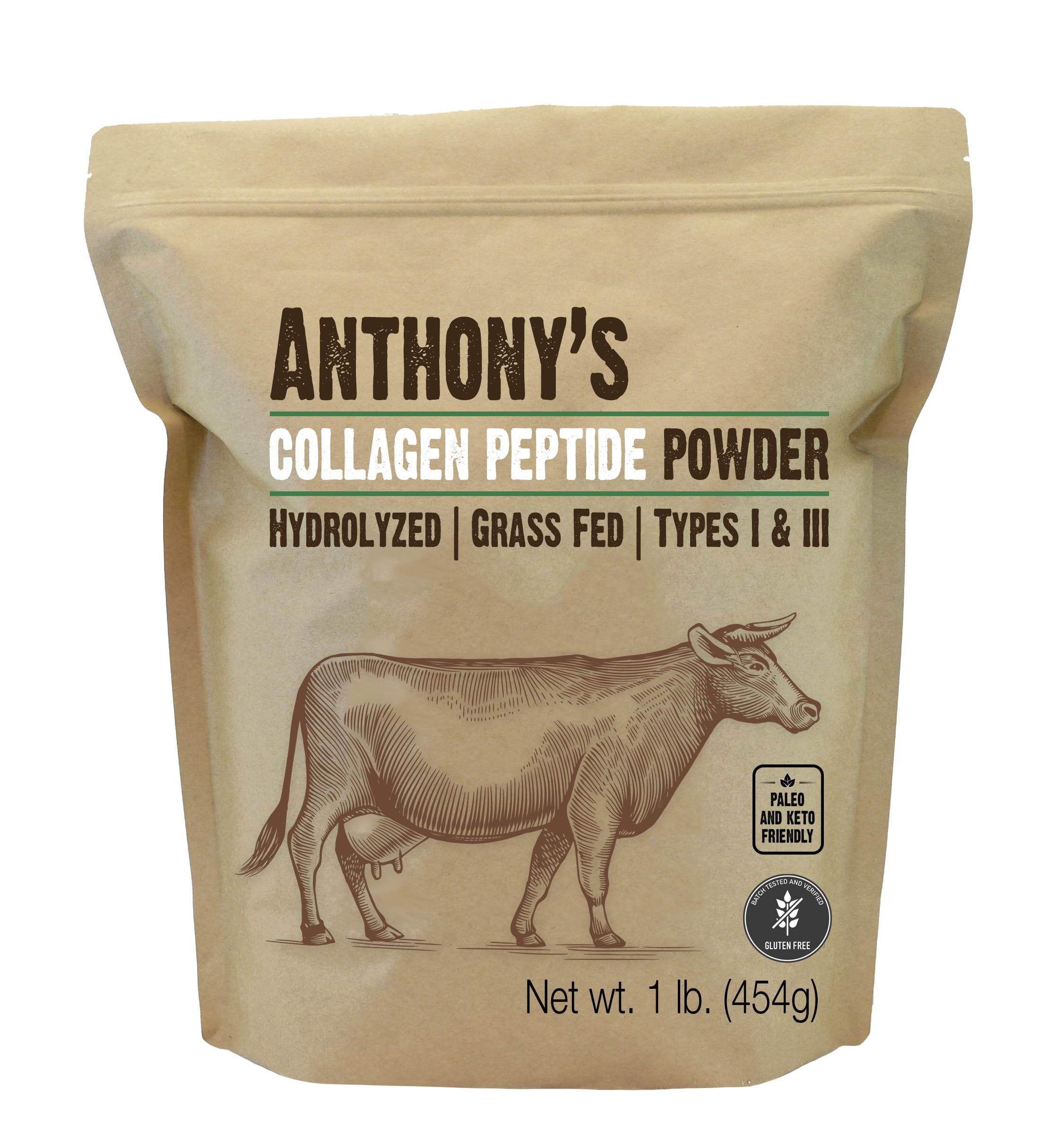 Anthony's front packaging showing 1 lb tub and clear product identity, easy pantry storage