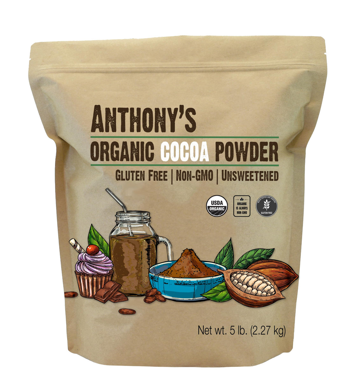 Anthony's front packaging showing 5 lb bag and product name for clear identification