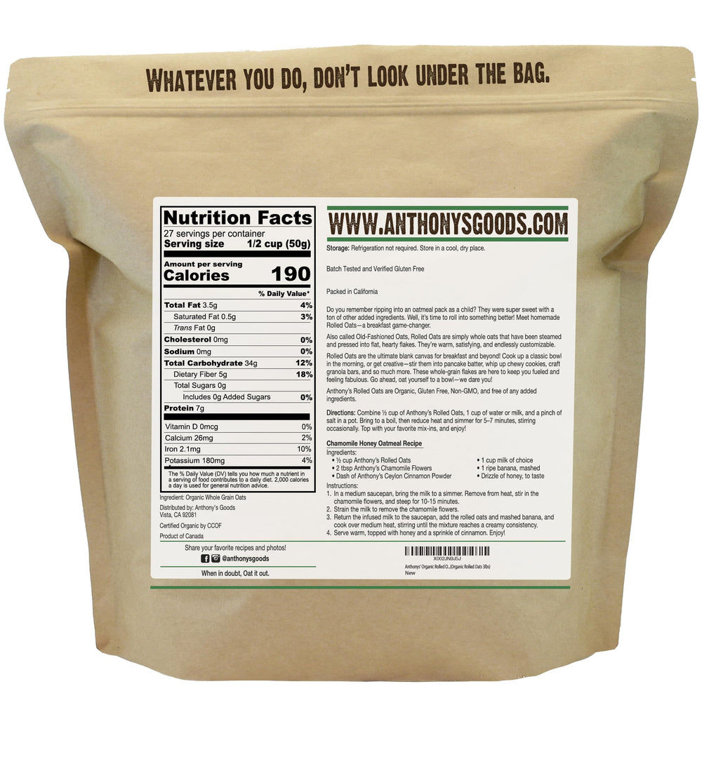 Anthony's close-up of rolled oats texture showing hearty flakes and whole grain benefit