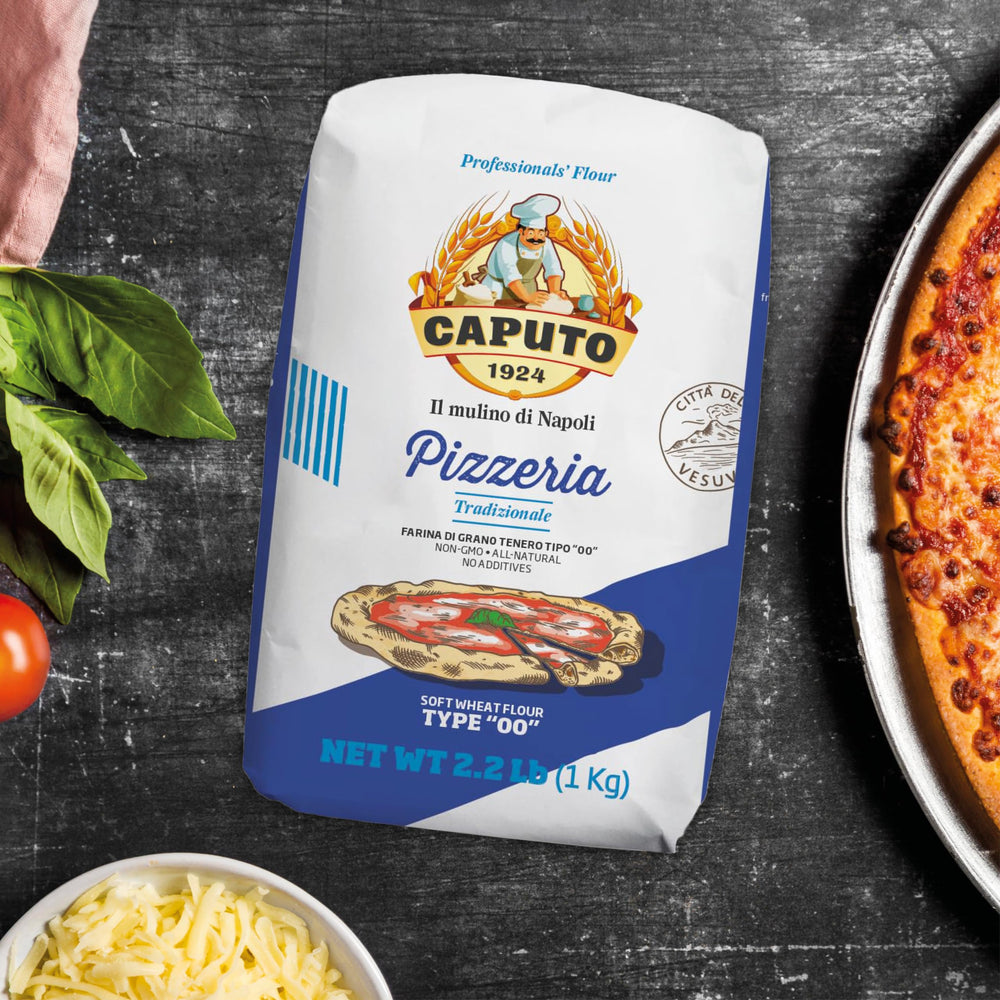 Antimo Caputo two-bag scale comparison showing quantity and storage convenience benefit