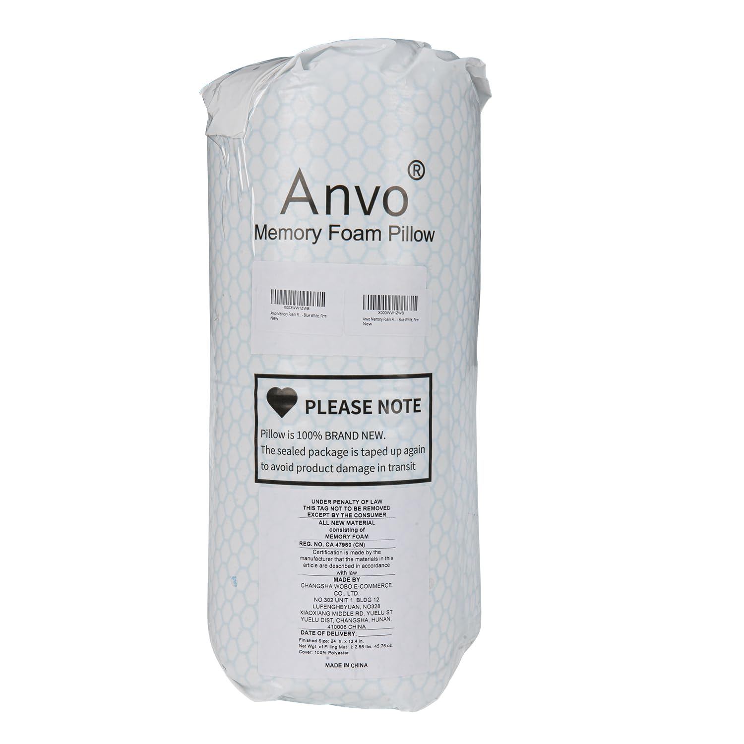 Anvo pillow next to ruler showing dimensions and true-to-size scale