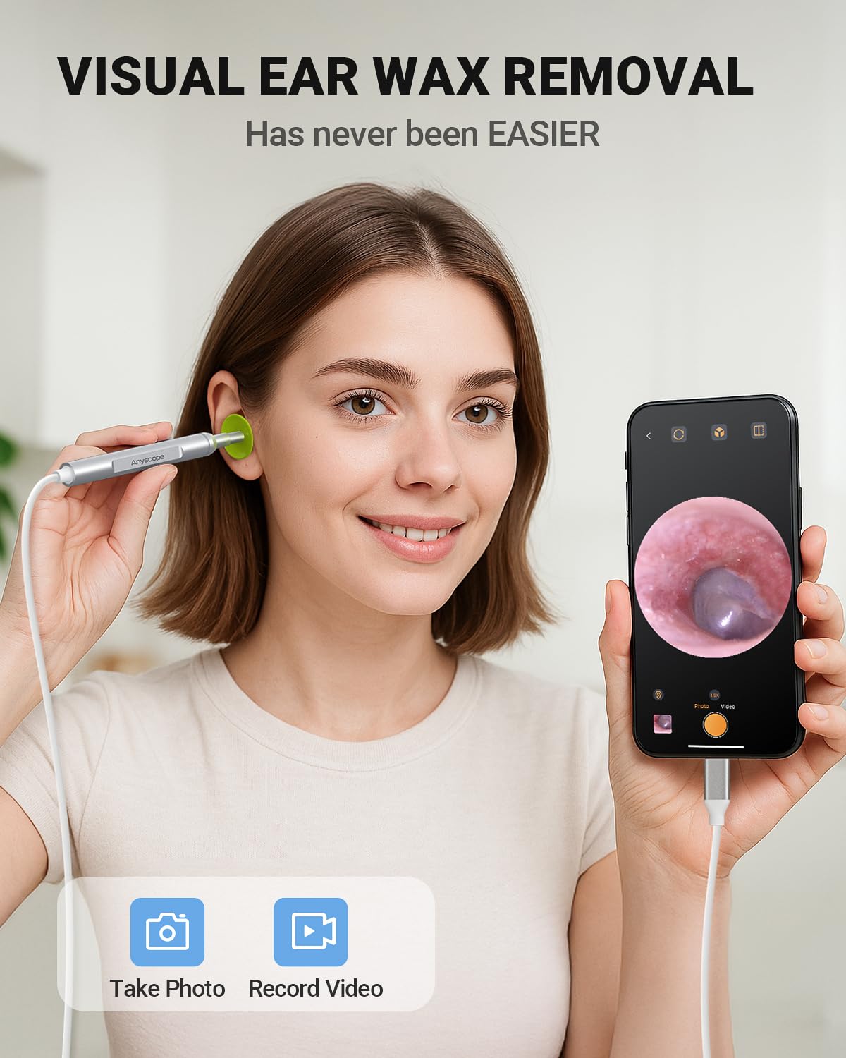 AnyScope close-up lens and six LEDs for brighter, clearer visuals