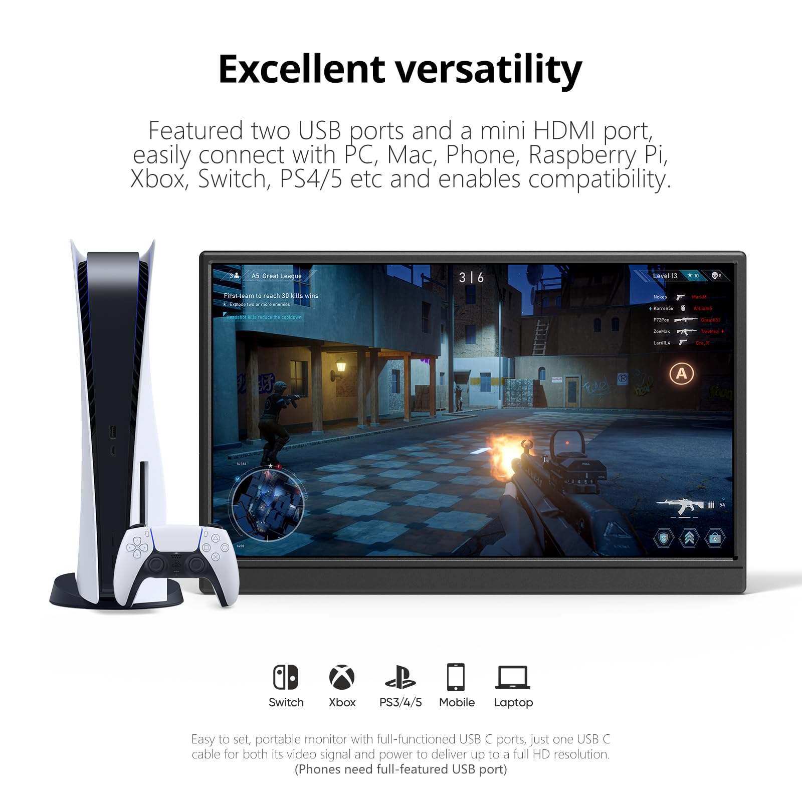 Anyuse in use as a second screen with laptop for increased productivity