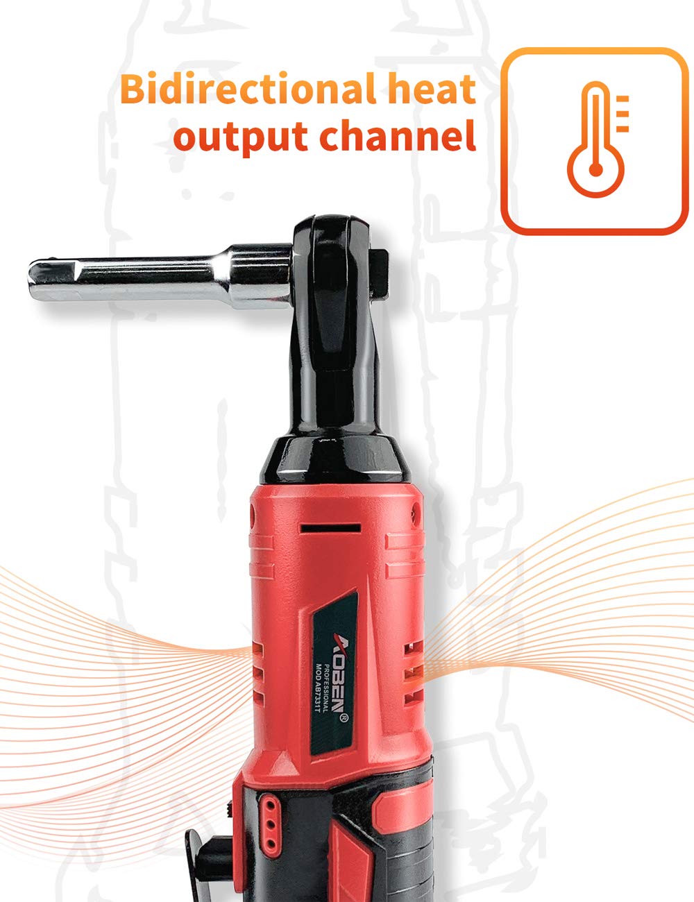 AOBEN ratchet head LED illuminated workpiece for better visibility in dark spaces