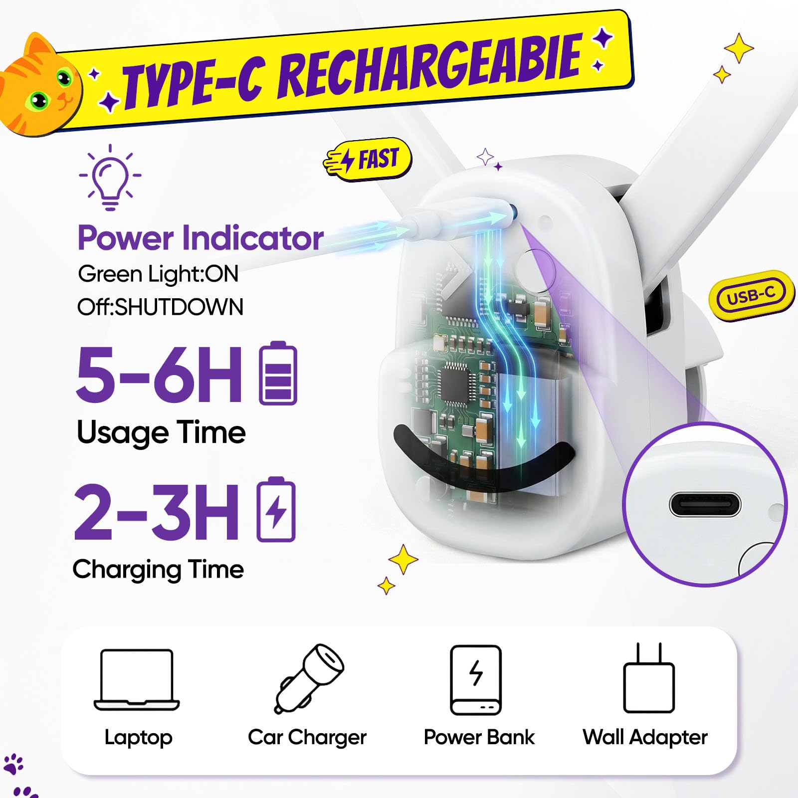 Aoioploa USB charging port image showing easy recharge and no battery waste