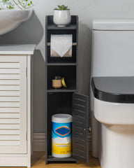 AOJEZOR base showing cleaning supplies stored underneath for efficient organization