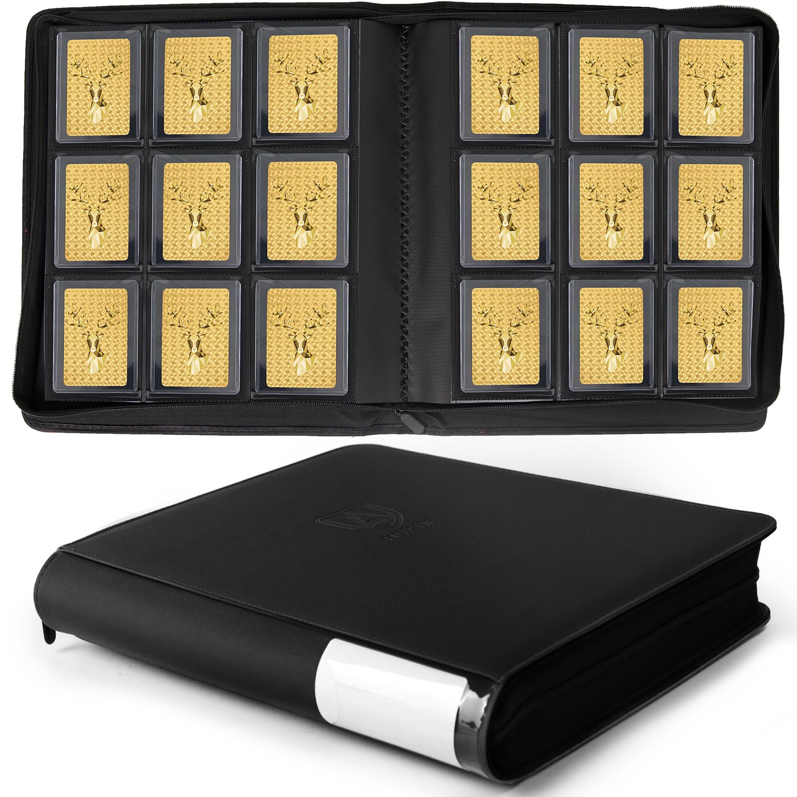 Aokna binder front view shows sleek black PU leather and durable protection