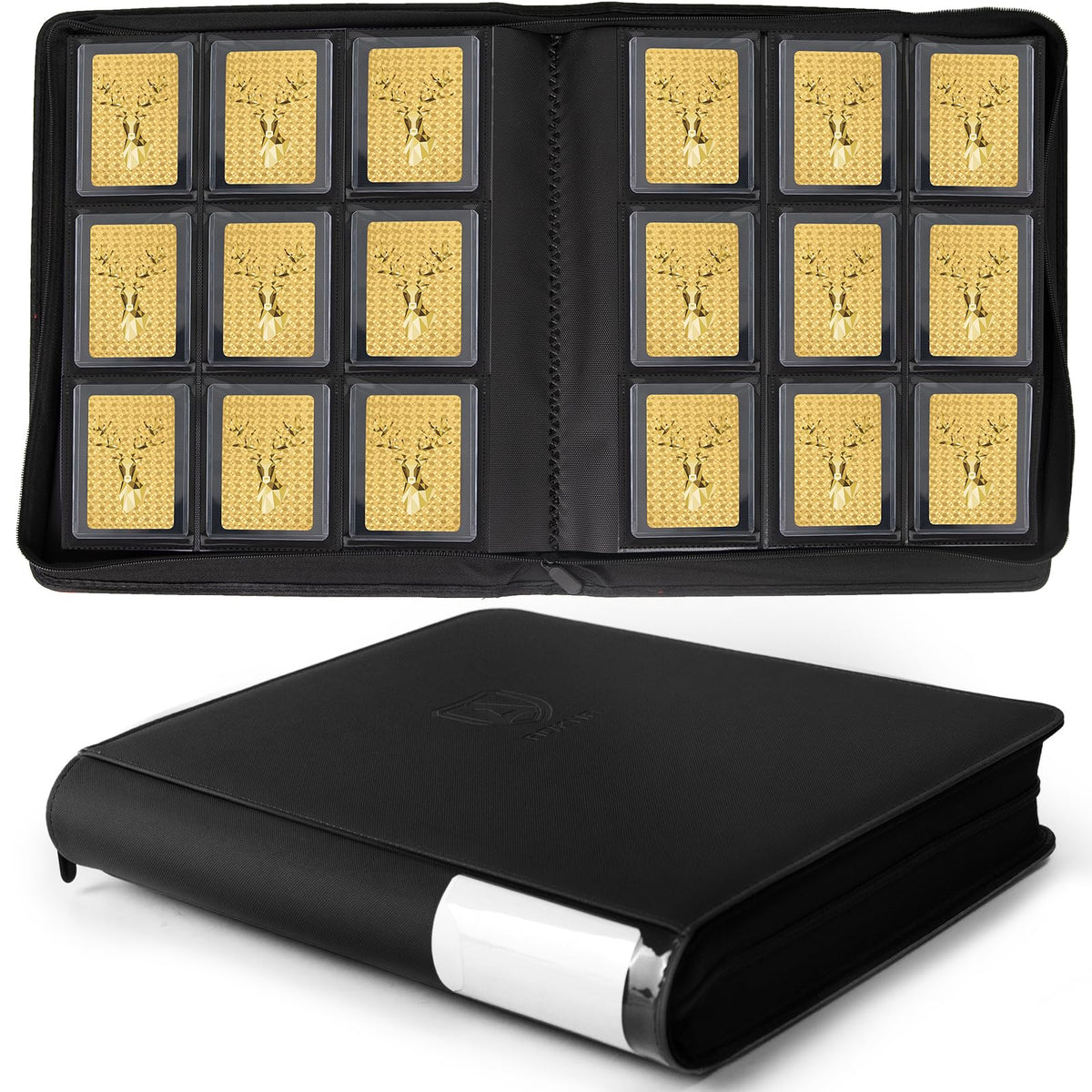 Aokna binder front view shows sleek black PU leather and durable protection