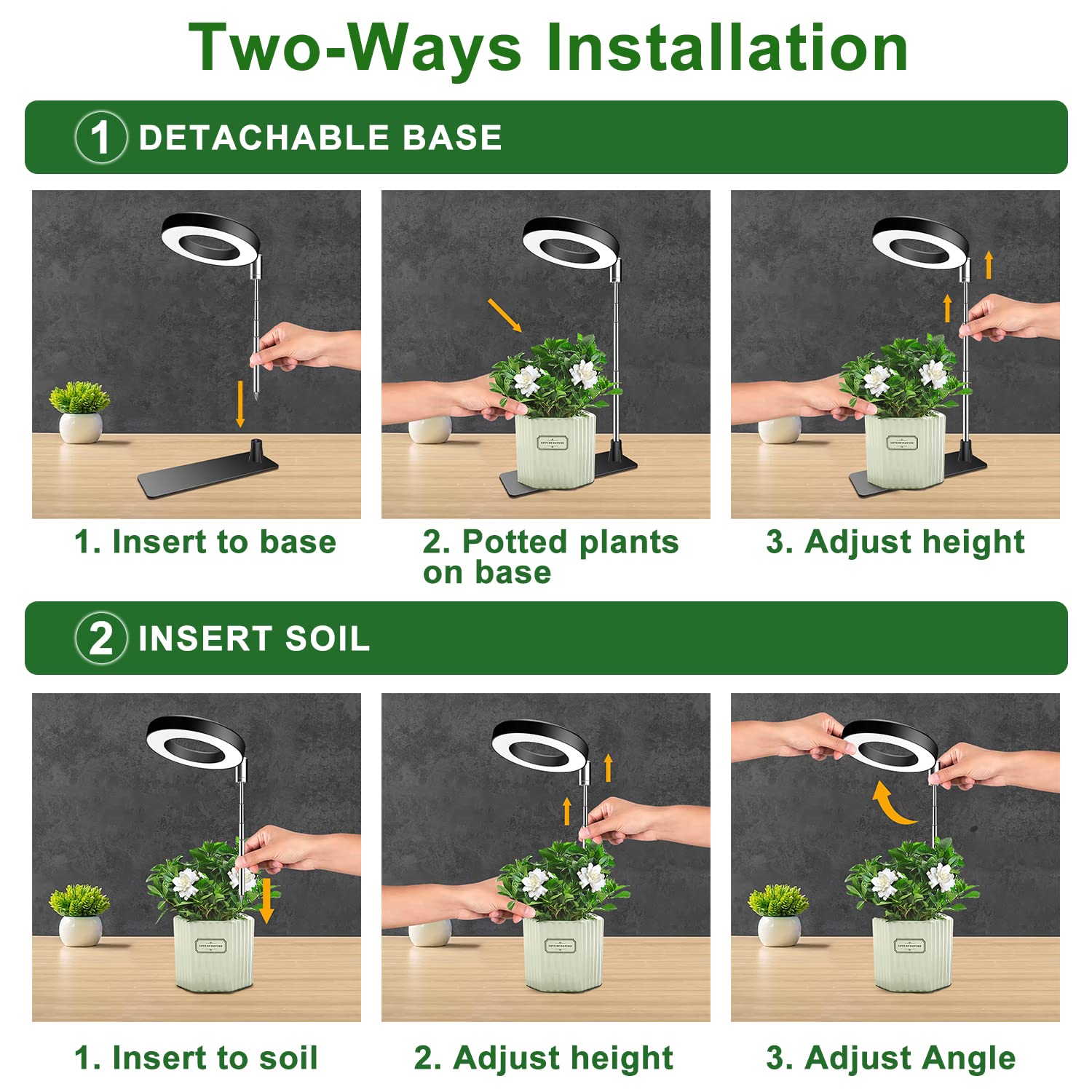 Aokrean stake inserted in soil demonstrating secure in-pot mounting benefit