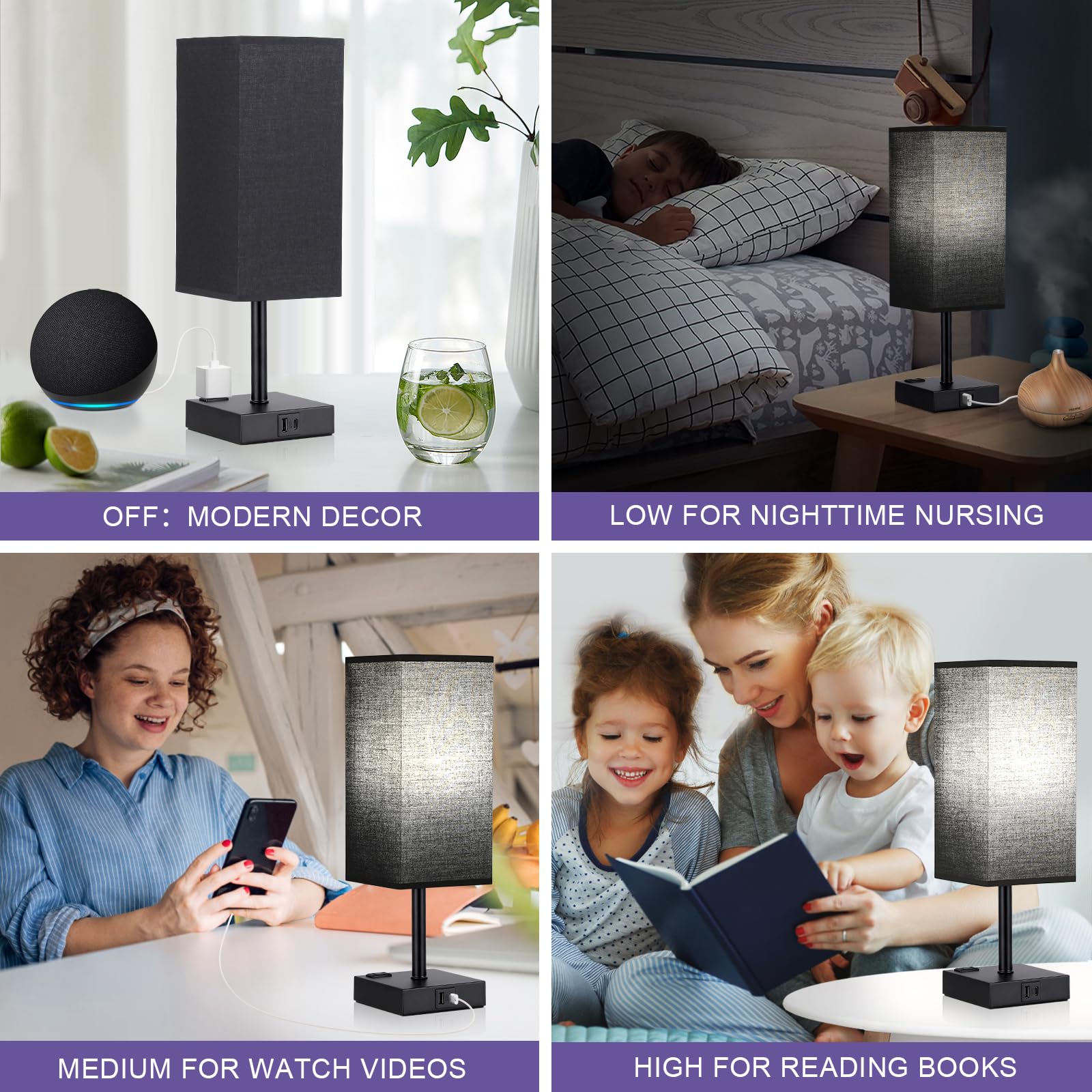 aooshine lamp in bedroom lifestyle creating cozy atmosphere and power access