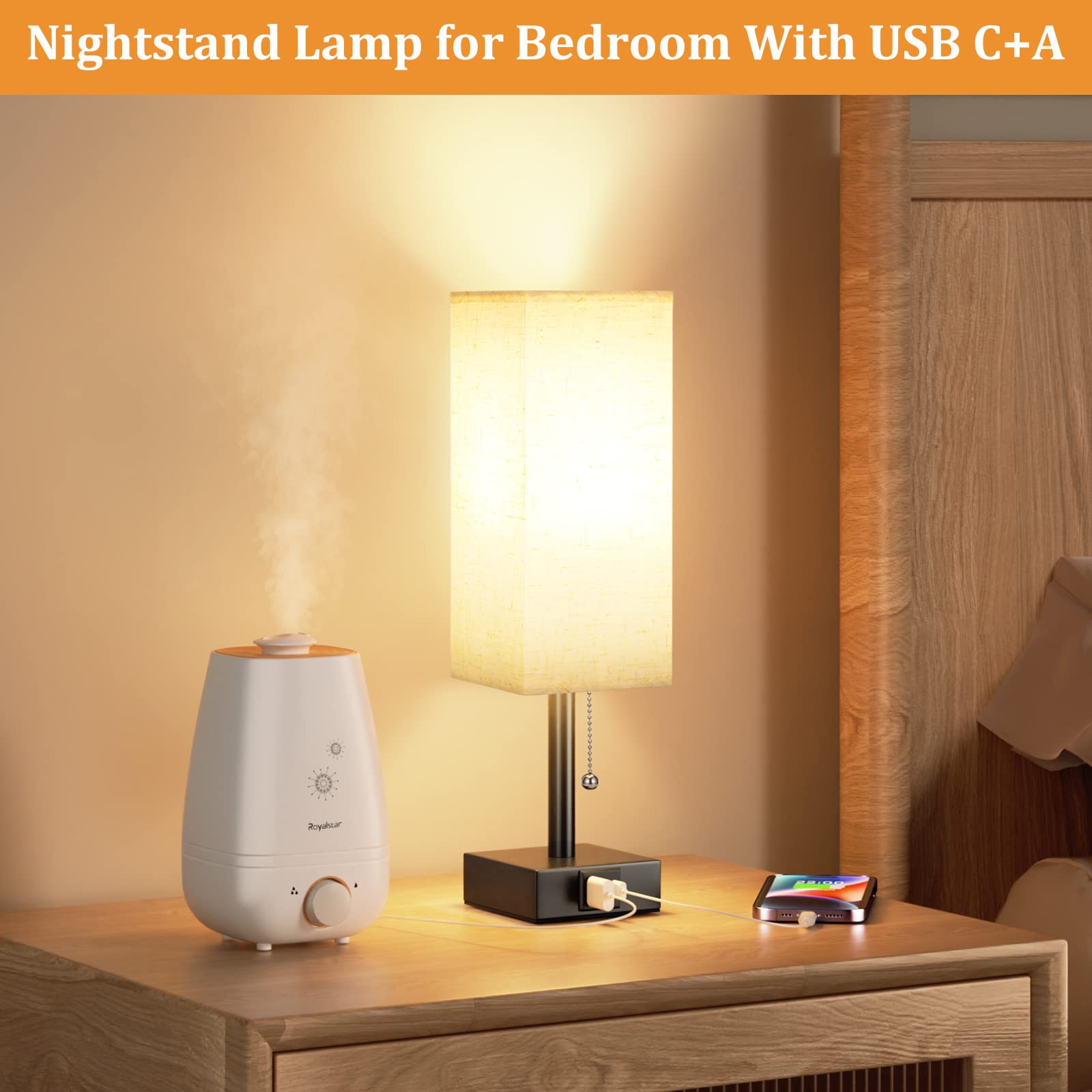aooshine lamp beside phone and book showing size and functional scale
