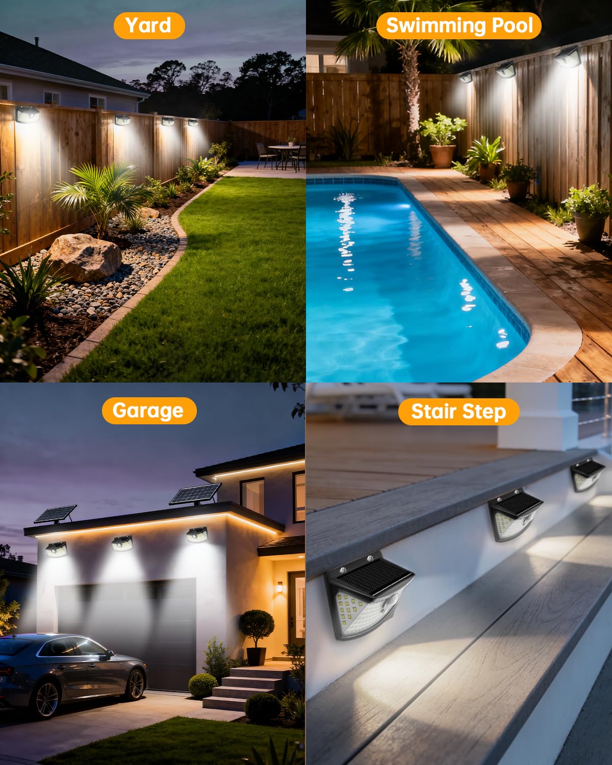 Aootek motion activation at night showing bright response and pathway lighting