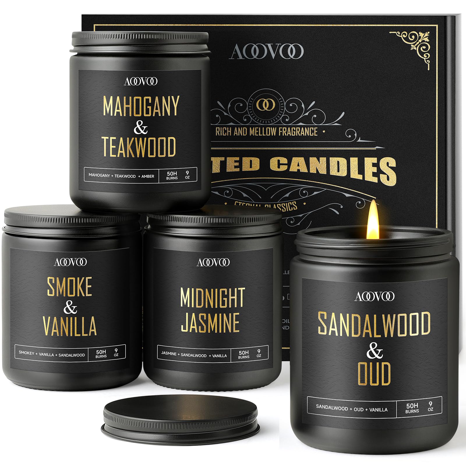 AOOVOO black jar front view showing elegant packaging and instant decor upgrade