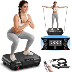 AoraPulse front view showing compact vibration plate and controls for versatile workouts