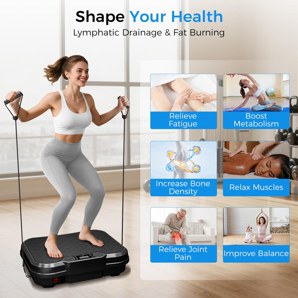 AoraPulse user standing on the plate performing balance training for improved stability