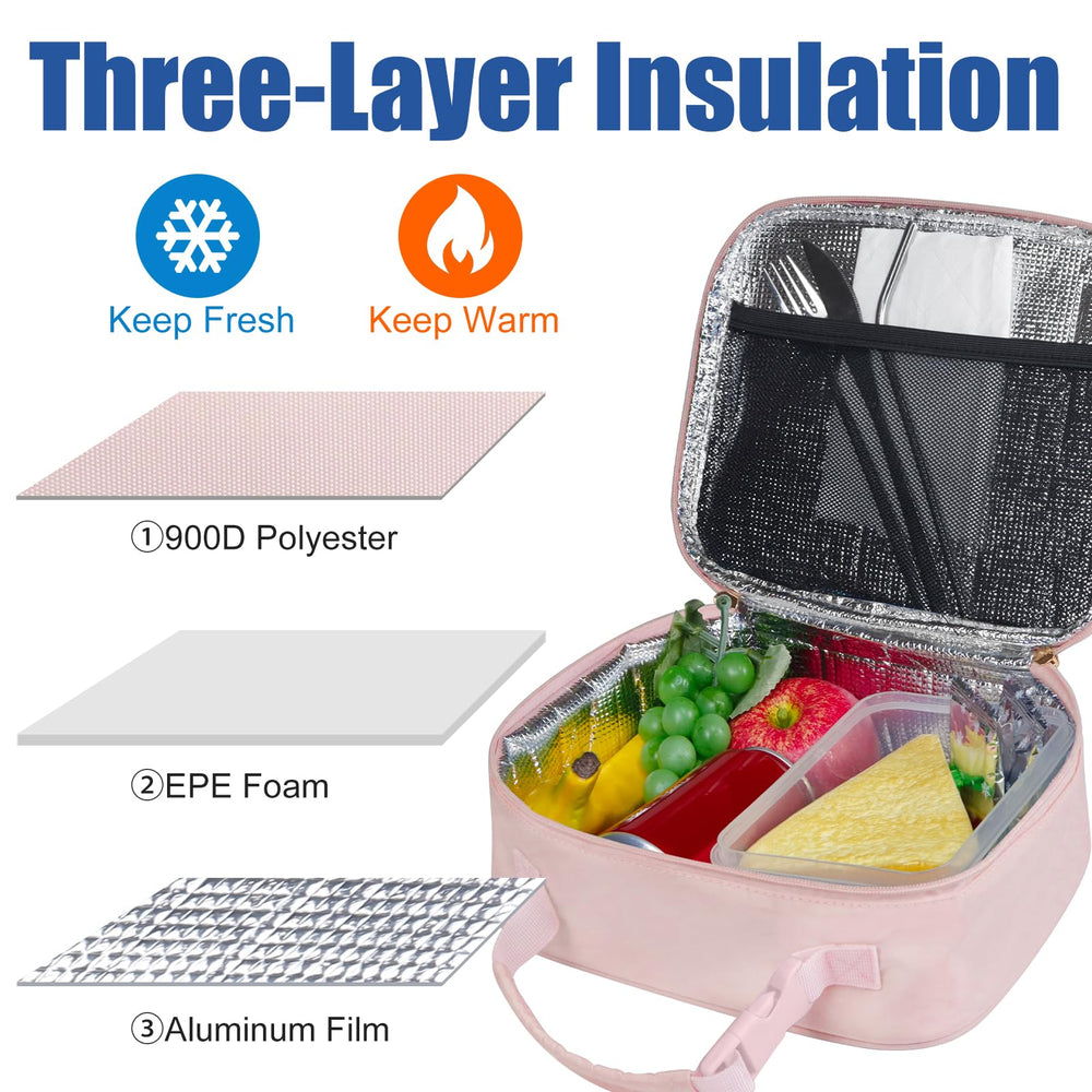 Aosbos lunch bag open interior showing mesh pocket and organized storage for utensils