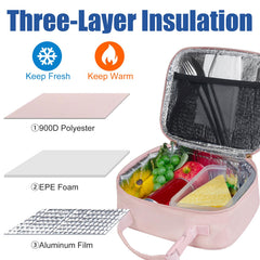 Aosbos lunch bag open interior showing mesh pocket and organized storage for utensils