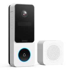 aosu front view of doorbell showing camera and button, clear identification benefit