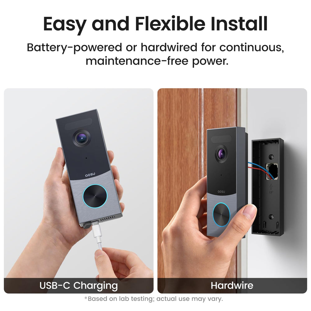 aosu doorbell with water spray demonstrating IP66 protection for outdoor reliability
