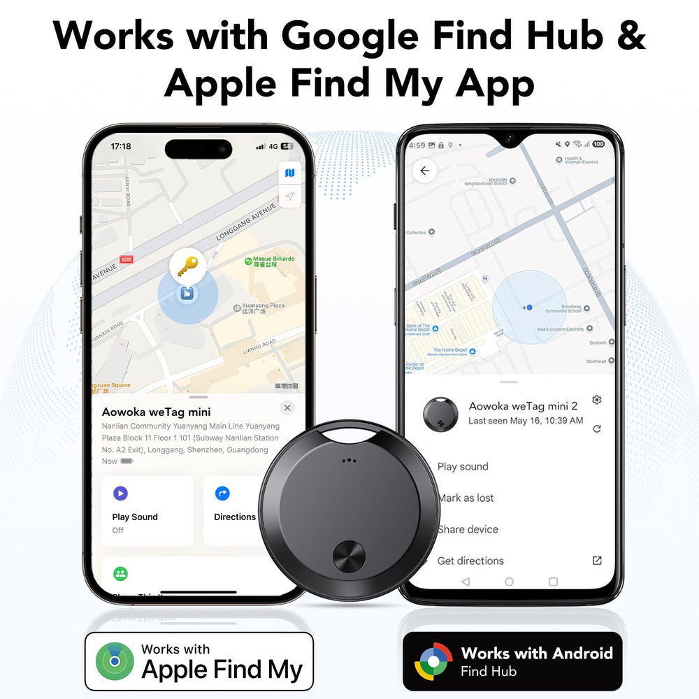 aowoka air tracker in hand demonstrates compact scale and portability