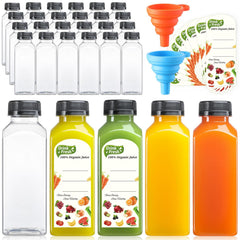 AOZITA front view of 24-pack bottles showing clear PET and included caps, ideal for bulk storage