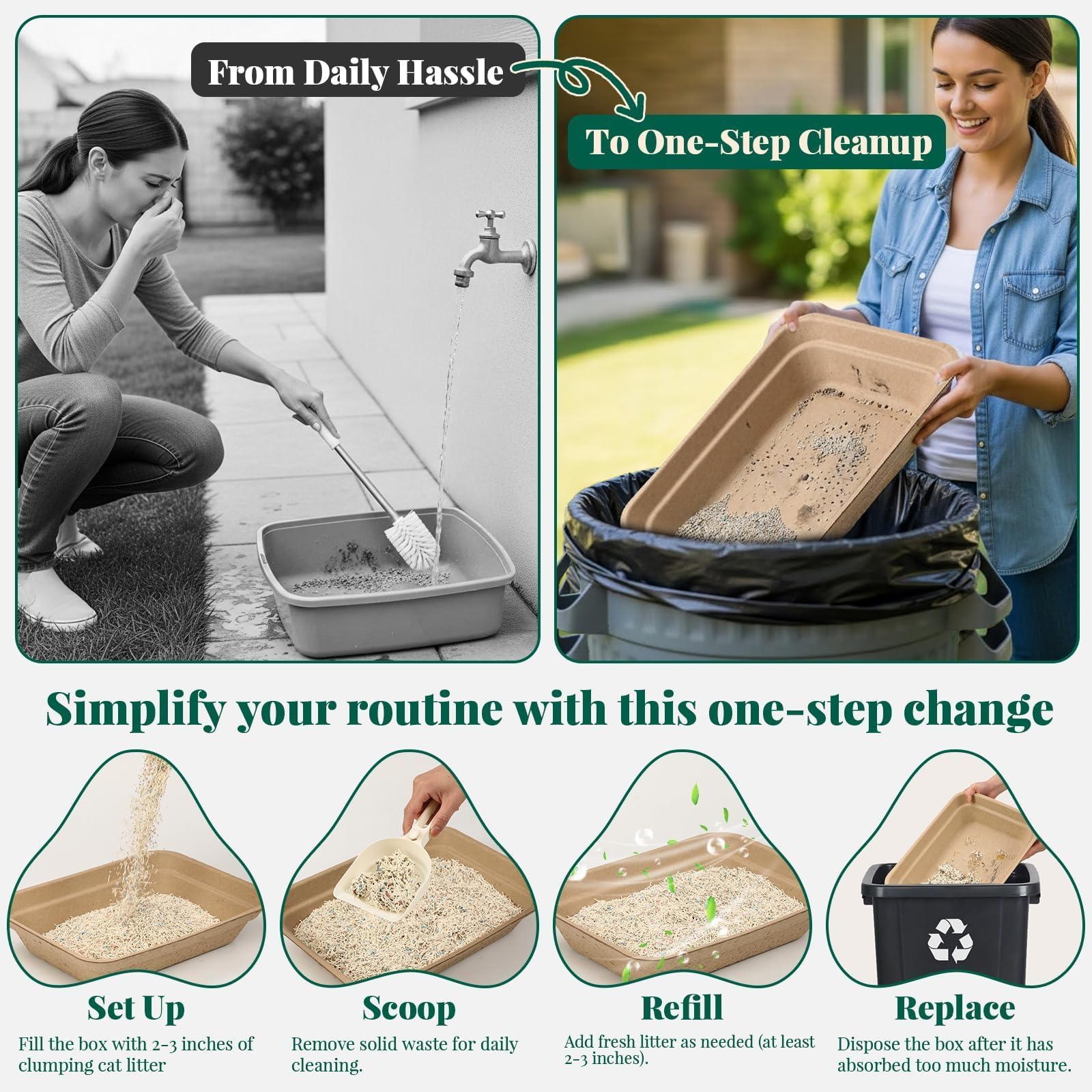 AOZITA litter box beside common items to show size and scale