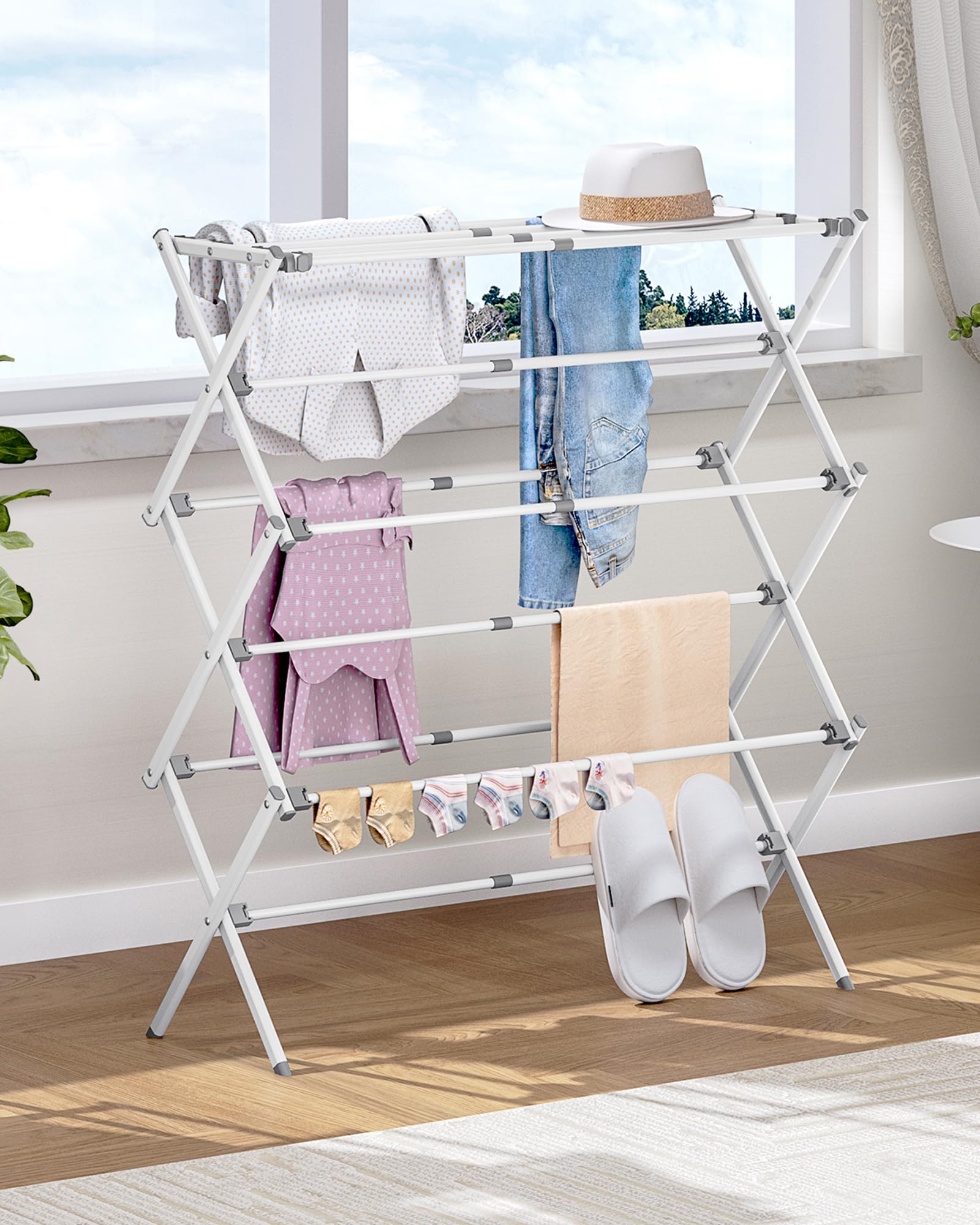 APEXCHASER on a balcony in lifestyle scene for portable outdoor drying benefit