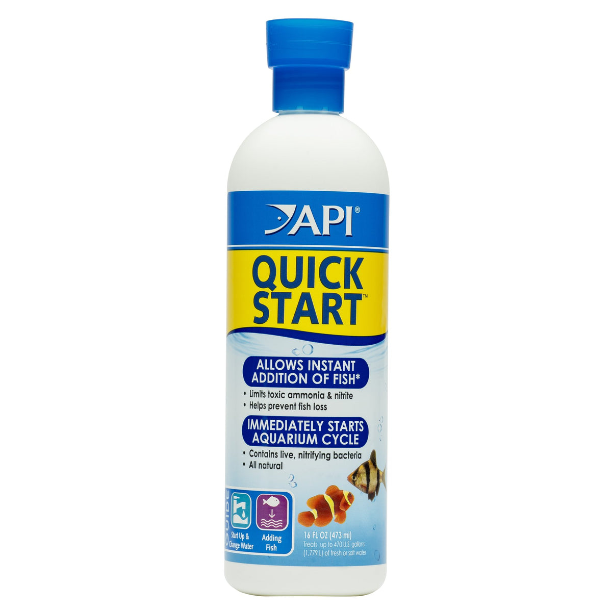 API Quick Start front bottle showing product and size benefit of easy dosing