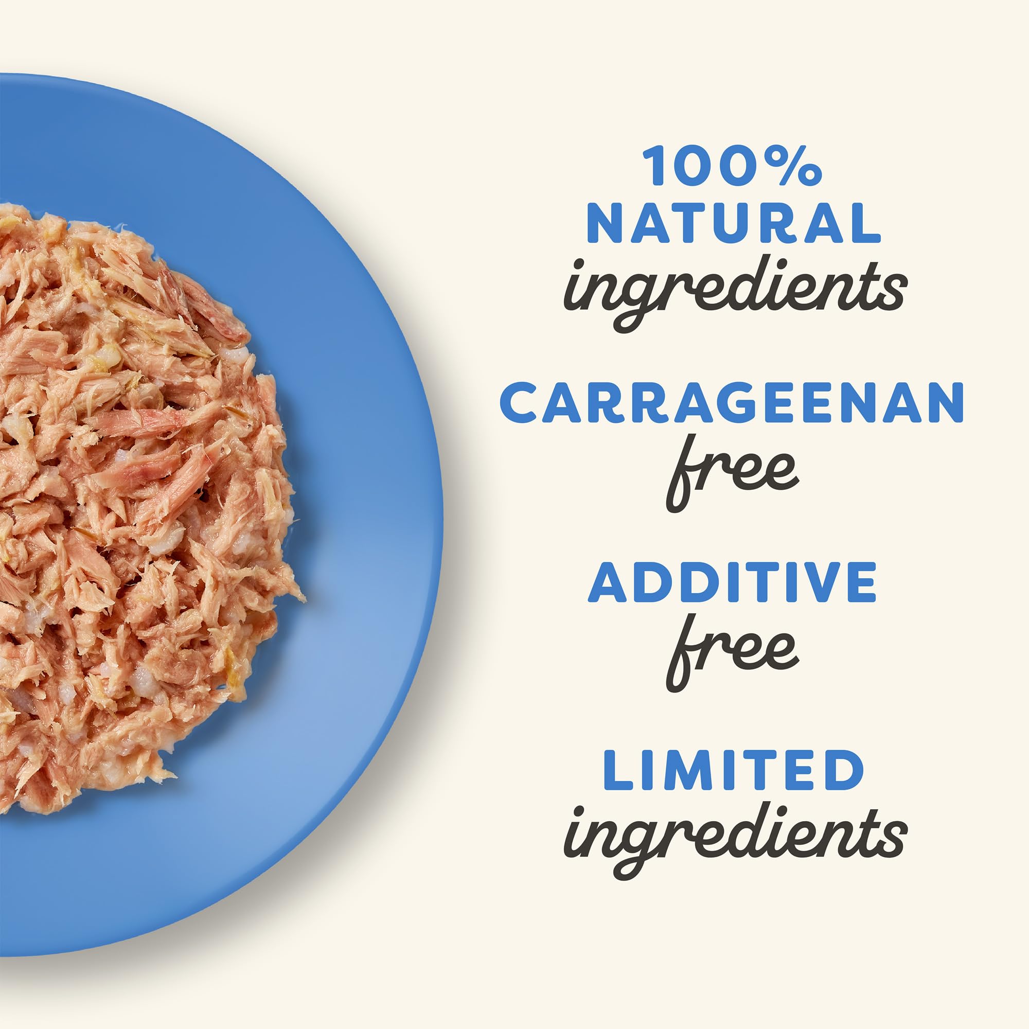 Applaws close-up of tuna and shrimp chunks for added protein appeal