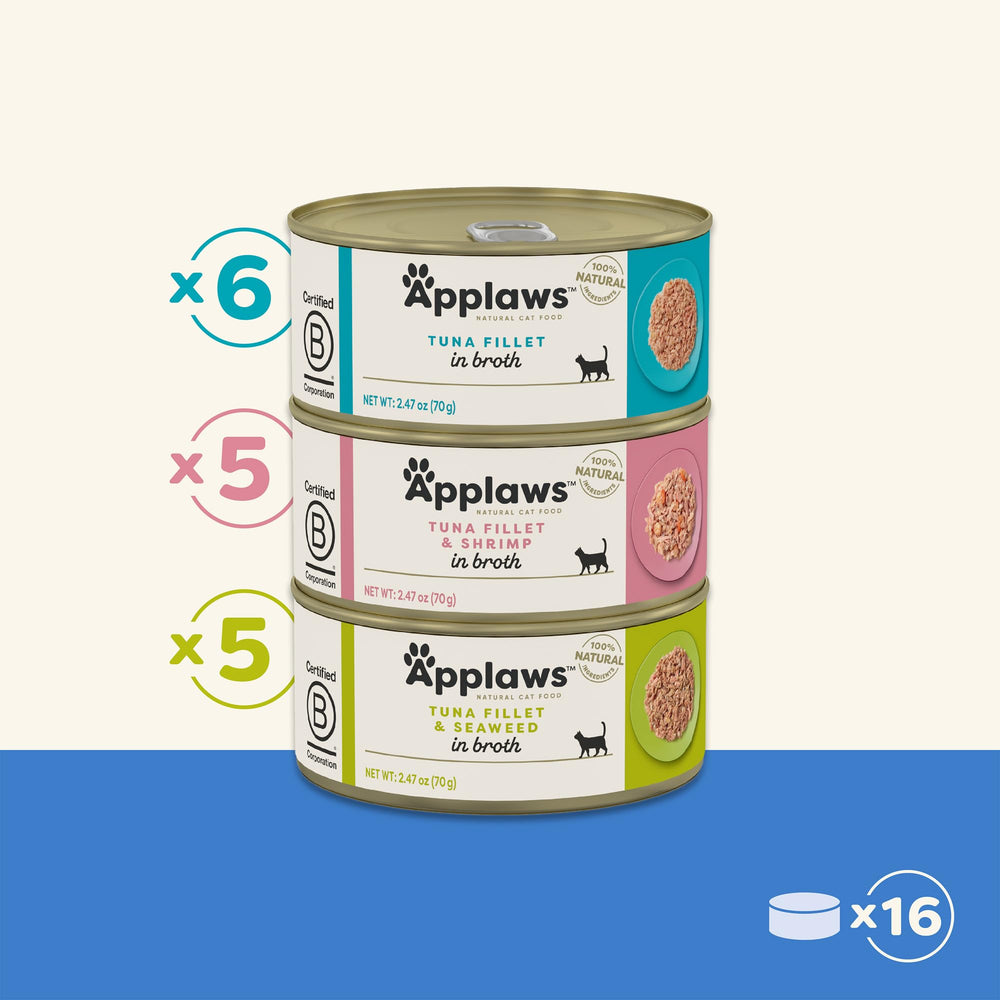 Applaws overhead layout of all 16 cans showing convenient assortment