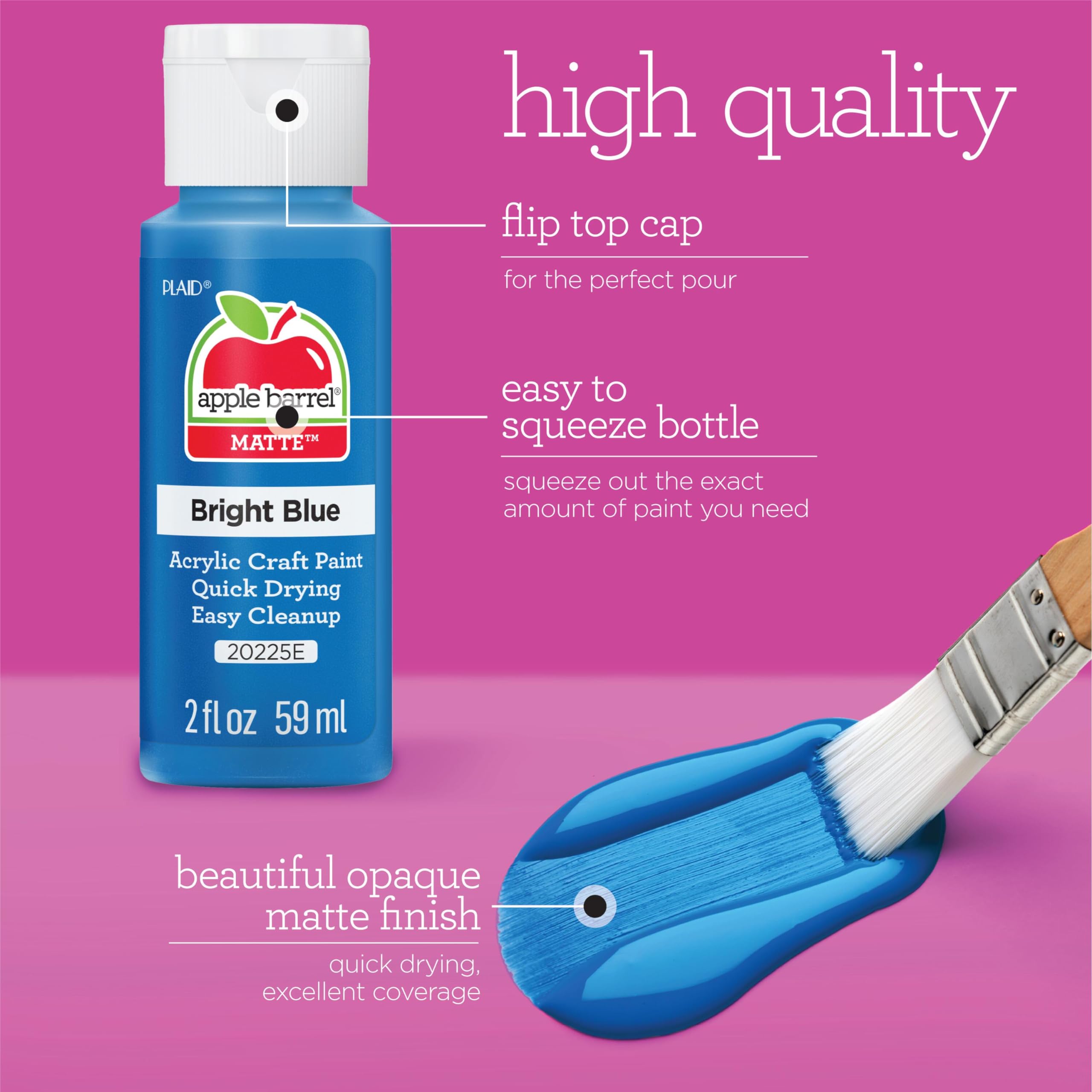 Apple Barrel paint on brush applying smoothly to wood for clean coverage