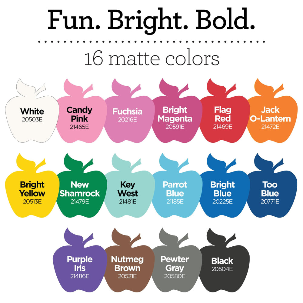 Apple Barrel color array flat lay displaying vibrant shades for quick selection