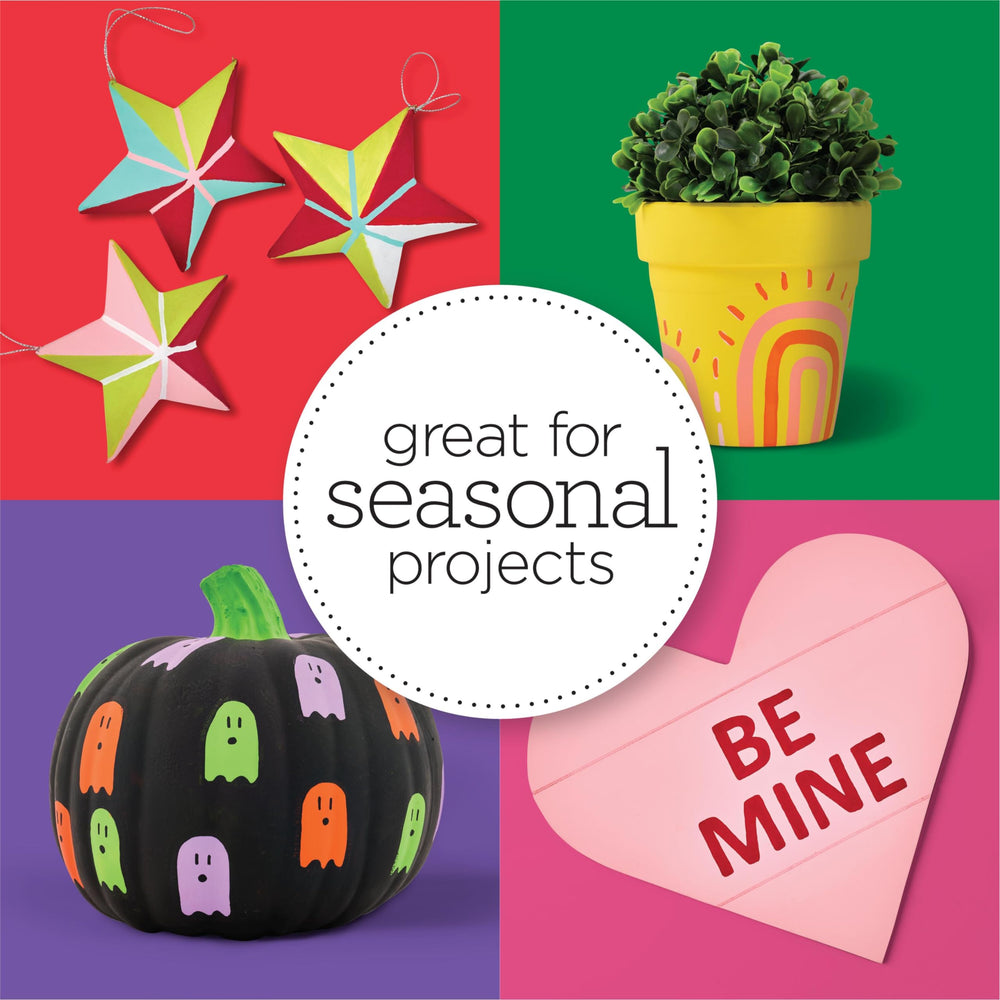 Apple Barrel craft table setup with painted projects showing practical use